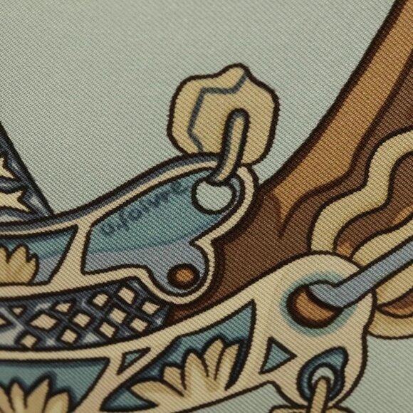 HERMES Carre 90 Scarf ""ARMETS PANACHE"" Silk Blue Auth 139211 - Picture 11 of 15